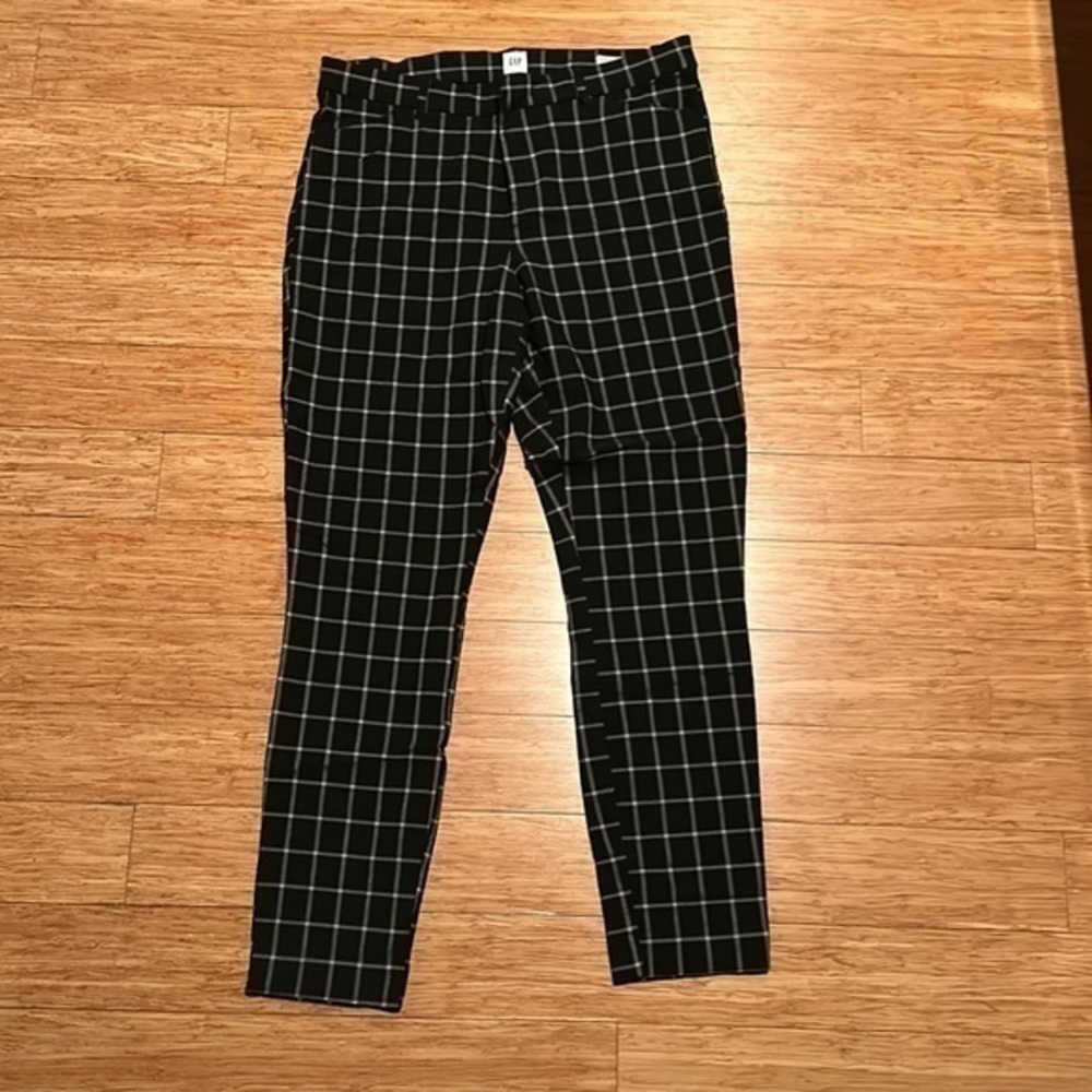 Gap 14t skinny black pant with white square detail